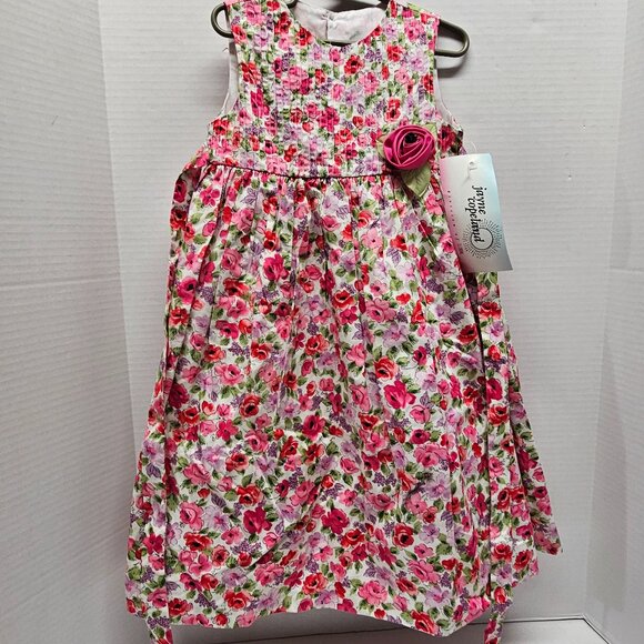 New Jayne Copeland C I Castro Girls Flower Floral Pink Dress Summer Spring 4